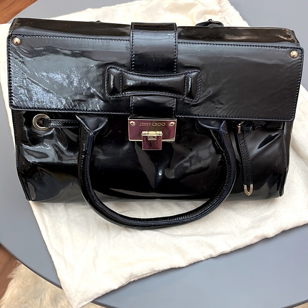 Large jimmy Choo bag lightly used navy patent leather